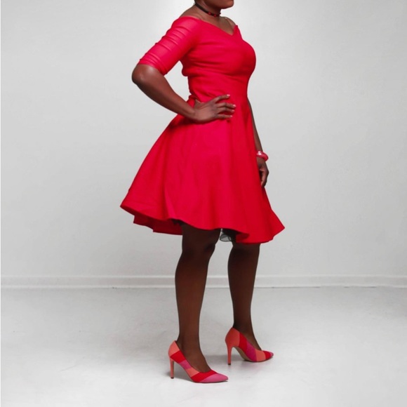 GRACE KARIN Women's Off Shoulder Pleated Flared A-line Cocktail Party Dress - Picture 9 of 10